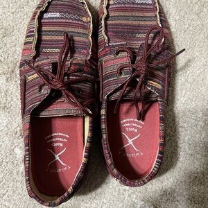 Twisted X Striped Red and Brown Boat Shoes